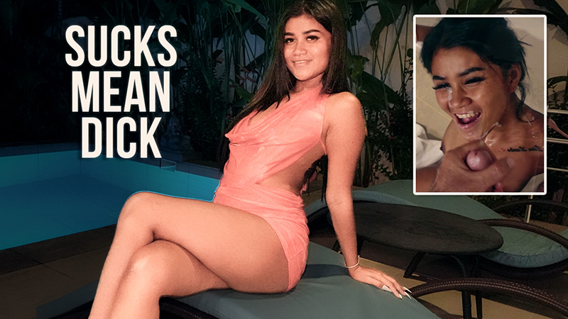 Hot Asian proves how much she loves to suck big white cock