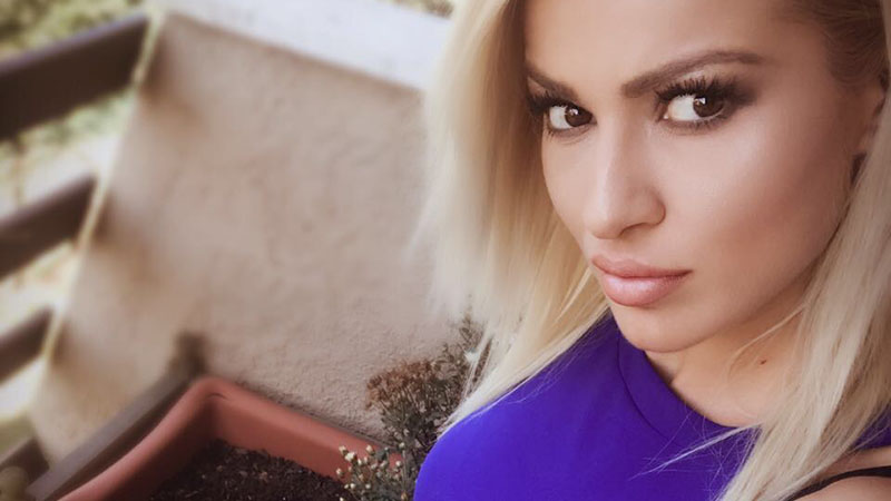 Stunning Serbian blonde taking selfies for her Instagram account online